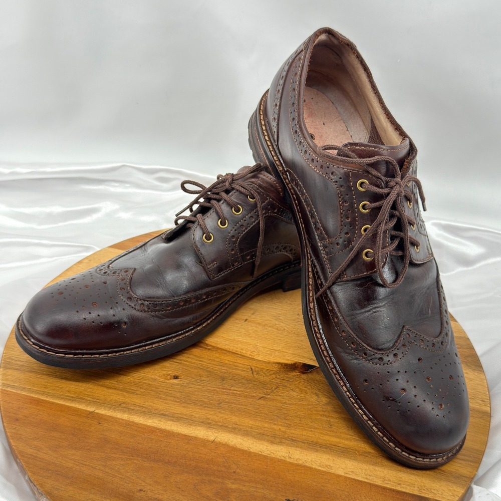 Clarks Wingtip Oxford Mens 12M Brown Leather Lace Up Brogue Lug Sole Shoes